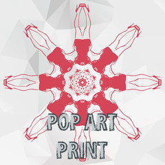 Pop art print symmetry legs of the women round design