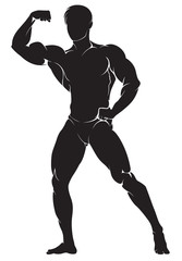Fototapeta na wymiar Bodybuilder. Vector silhouette against white background 