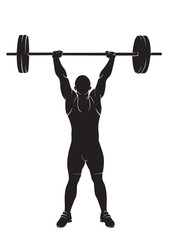 Fototapeta na wymiar Weightlifter. Vector silhouette against white background