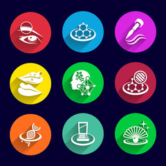 Cosmetics Icons set illustration lipstick brush female mascara