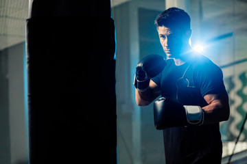 muscular handsome boxing fighter