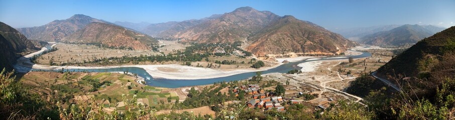Fototapeta na wymiar Tamakoshi Nadi river in Nepalese himalayas