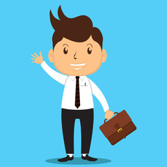 Cartoon Business Man Go To Work