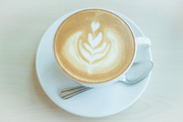 Hot cup of coffee latte