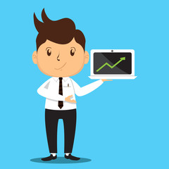 Office Man Presenting Sales Laptop