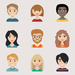 People icons, peolple avatars, flat style