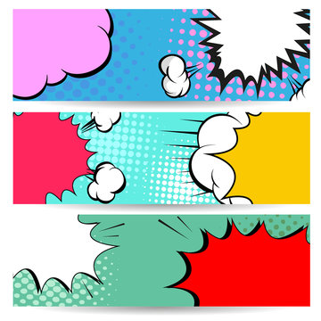 Set of comics boom backgrounds, vector illustration