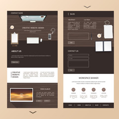 modern one page website template design with blurred background