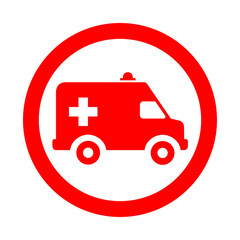 Icono redondo ambulancia rojo © teracreonte