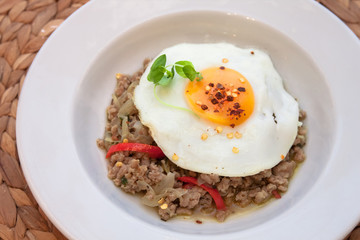 Eggs with minced meat