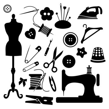 Sewing icon set vector
