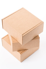 Brown cardboard boxes on a white background