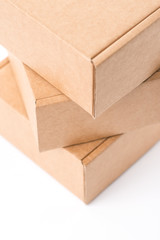 Brown cardboard boxes on a white background