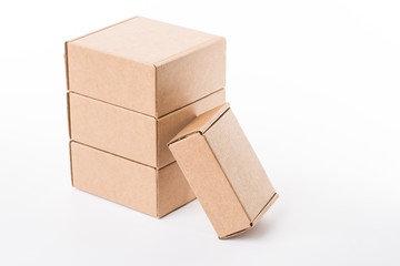 Brown cardboard boxes on a white background