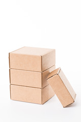 Brown cardboard boxes on a white background