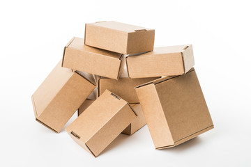 Brown cardboard boxes on a white background