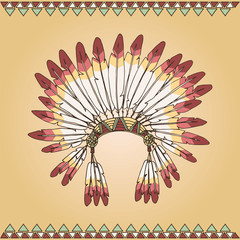 Hand drawn native american indian chief headdress