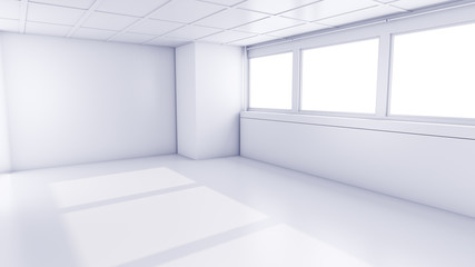 3d renderer illustration. Empty room with windows.