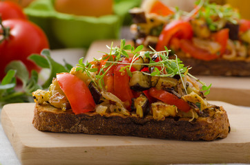 Eat clean - vegetarian toast with vegetable