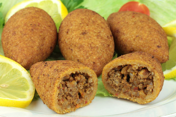 Turkish cuisine, bulgur coated meatballs - ( icli kofte )