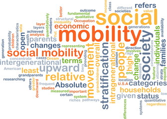 Social mobility wordcloud concept illustration