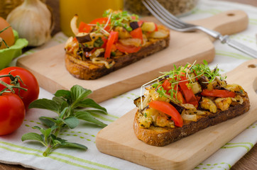 Eat clean - vegetarian toast with vegetable