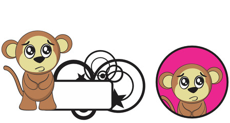 cute monkey expression cartoon sticker copyspace in vector format