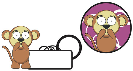 cute monkey expression cartoon sticker copyspace in vector format