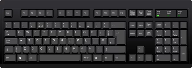 Fotobehang Black qwerty keyboard with UK english layout © ojovago