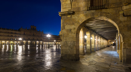  Plaza Mayor  in evening. Salamanca, Spain