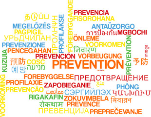 Prevention multilanguage wordcloud background concept