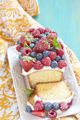 Berry cake with strawberry, raspberry and blueberry
