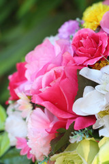 Beautiful vintage roses of artificial flowers