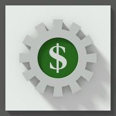 Money / dollar symbol gear 3D illustration