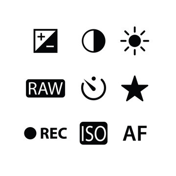Set of photography icons in white background
