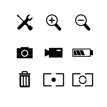 Set of photography icons in white background
