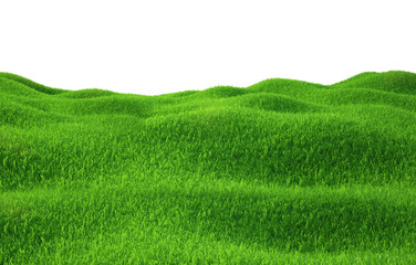 Obraz premium Green grass growing on hills with white background top view
