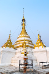 Naklejka premium Wat Jong Klang delicate with Burmese and Thai fusion art in even