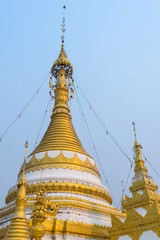 Fototapeta premium Wat Jong Klang delicate with Burmese and Thai fusion art in even