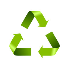 Green recycle logo sign isolated on white