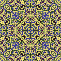 Abstract Colorful Damask Seamless Vector Background