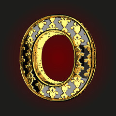 o vector black letter with gold