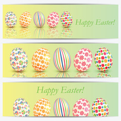 Set of banners with colorful Easter eggs