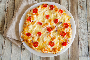 Pizza with cheese, closeup 
