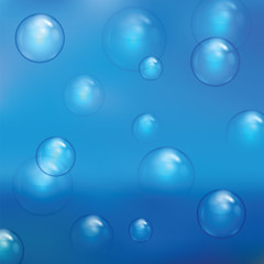 Transparent bubbles on a blue background