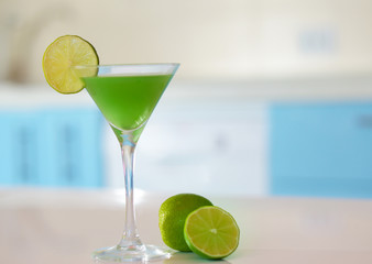 Margarita cocktail with slice of lime