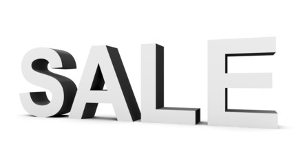 SALE - black-white 3d letters isolated on white