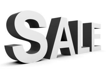 SALE - black-white 3d letters isolated on white