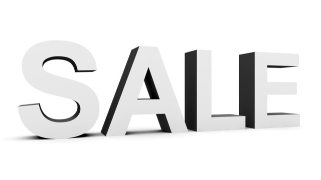 SALE - black-white 3d letters isolated on white