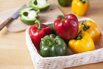 peppers in basket prepare for cooking